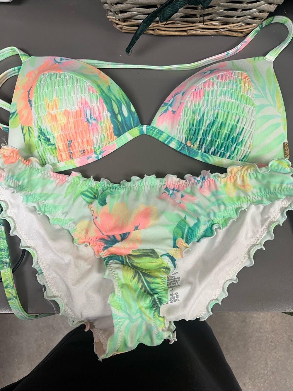 VICTORIA’S SECRET PINK Women’s Floral Bikini Set — Mint & Coral